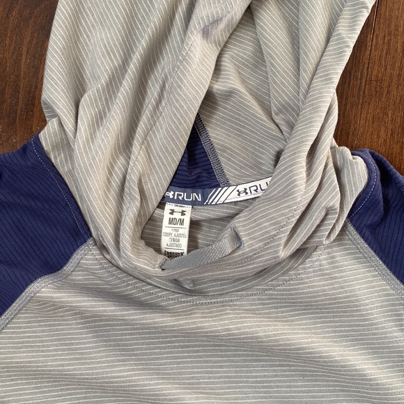 Under Armour Heatgear long sleeve running tee in grey and blue, M - Picture 3 of 10